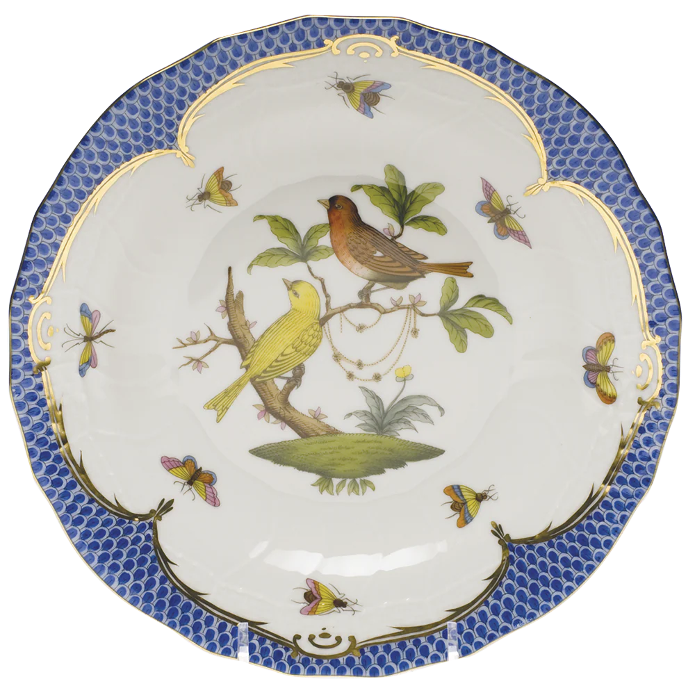 Rothschild Bird Blue Border Dessert Plate - Motif 06 8.25"d