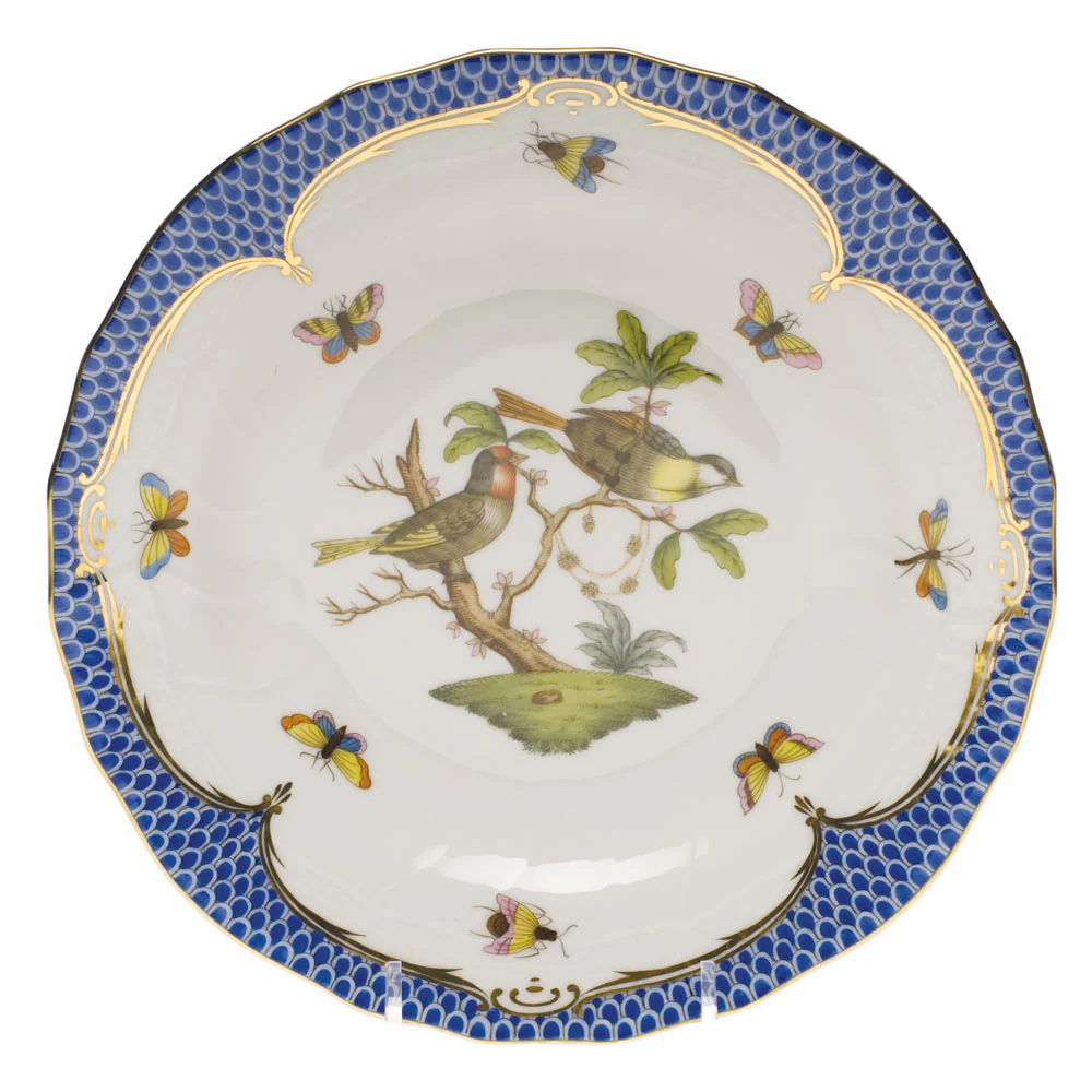 Rothschild Bird Blue Border Dessert Plate - Motif 11 8.25"d - Image 2