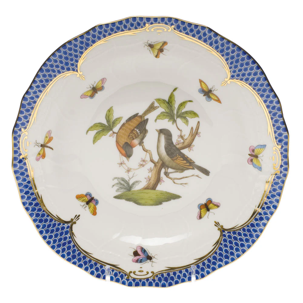 Rothschild Bird Blue Border Dessert Plate - Motif 12 8.25"d - Image 2