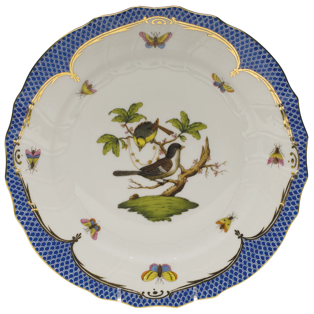Rothschild Bird Blue Border Dinner Plate - Motif 01 10.5"d