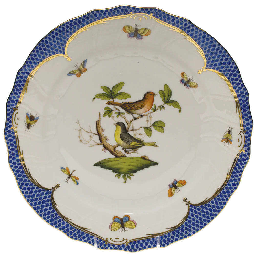 Rothschild Bird Blue Border Dinner Plate - Motif 03 10.5"d