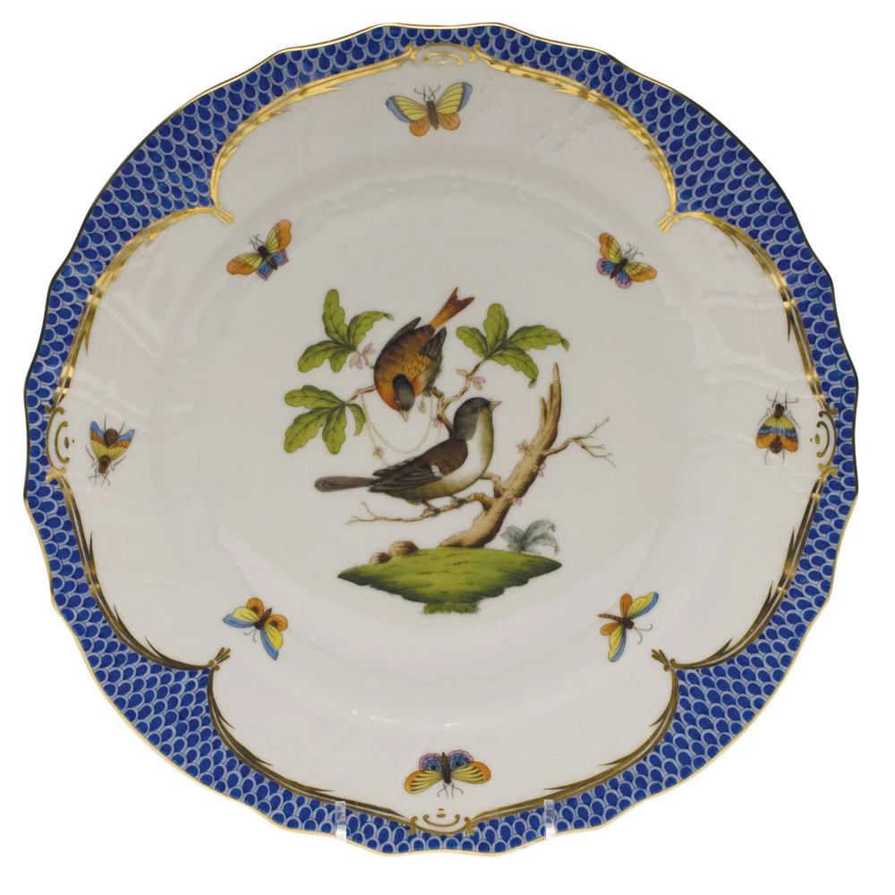 Rothschild Bird Blue Border Dinner Plate - Motif 04 10.5"d - Image 2