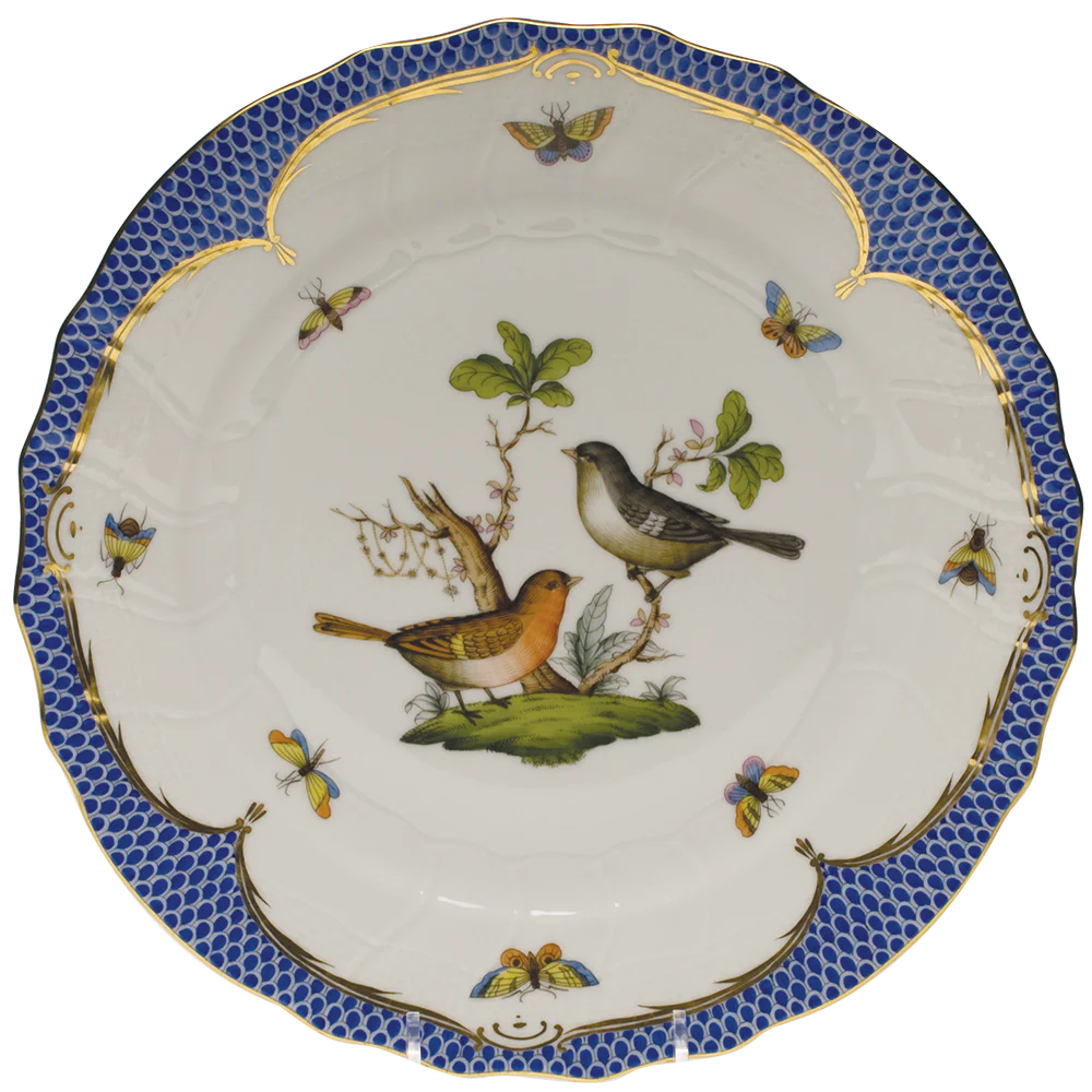 Rothschild Bird Blue Border Dinner Plate - Motif 05 10.5"d