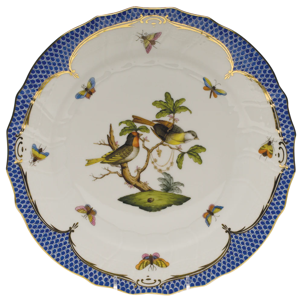 Rothschild Bird Blue Border Dinner Plate - Motif 11 10.5"d