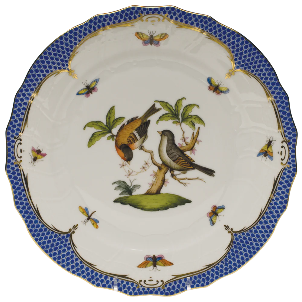 Rothschild Bird Blue Border Dinner Plate - Motif 12 10.5"d