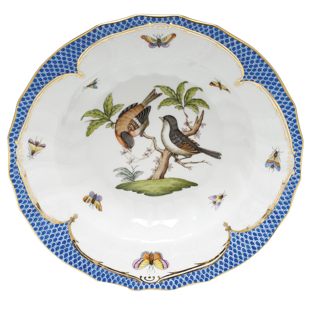 Rothschild Bird Blue Border Rim Soup - Motif 12 9.5"d