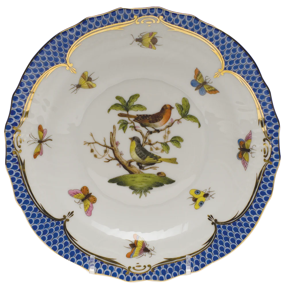 Rothschild Bird Blue Border Salad Plate - Motif 03 7.5"d