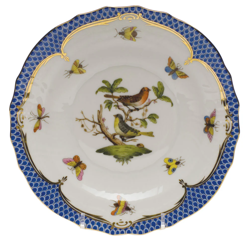 Rothschild Bird Blue Border Salad Plate - Motif 03 7.5"d - Image 2