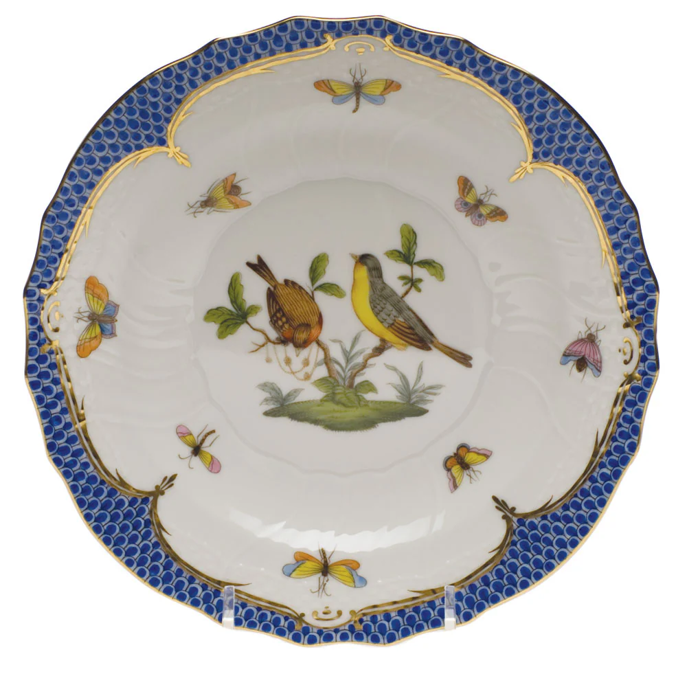Rothschild Bird Blue Border Salad Plate - Motif 07 7.5"d - Image 2