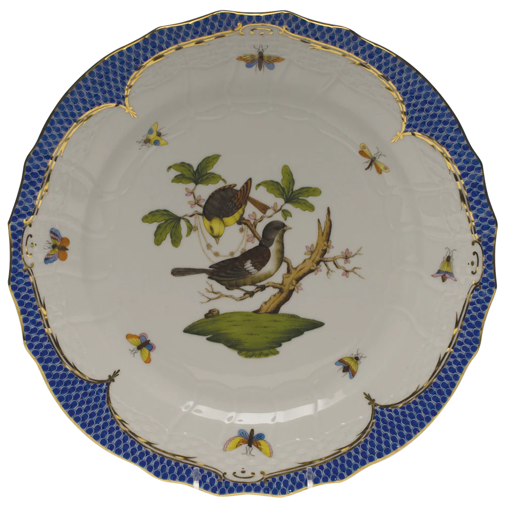 Rothschild Bird Blue Border Service Plate - Motif 01 11"d
