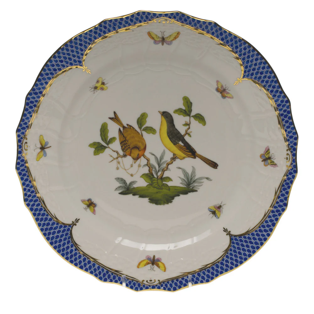 Rothschild Bird Blue Border Service Plate - Motif 07 11"d - Image 2