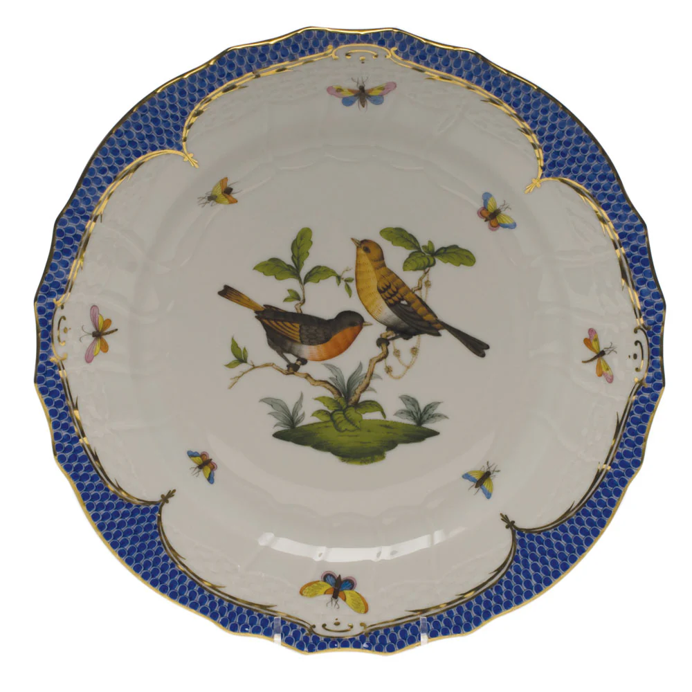 Rothschild Bird Blue Border Service Plate - Motif 09 11"d - Image 2