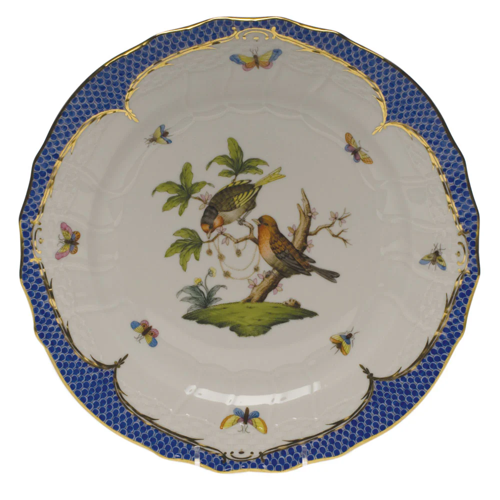 Rothschild Bird Blue Border Service Plate - Motif 10 11"d - Image 2