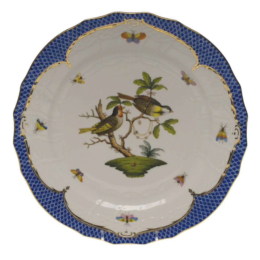 Rothschild Bird Blue Border Service Plate - Motif 11 11"d - Image 2
