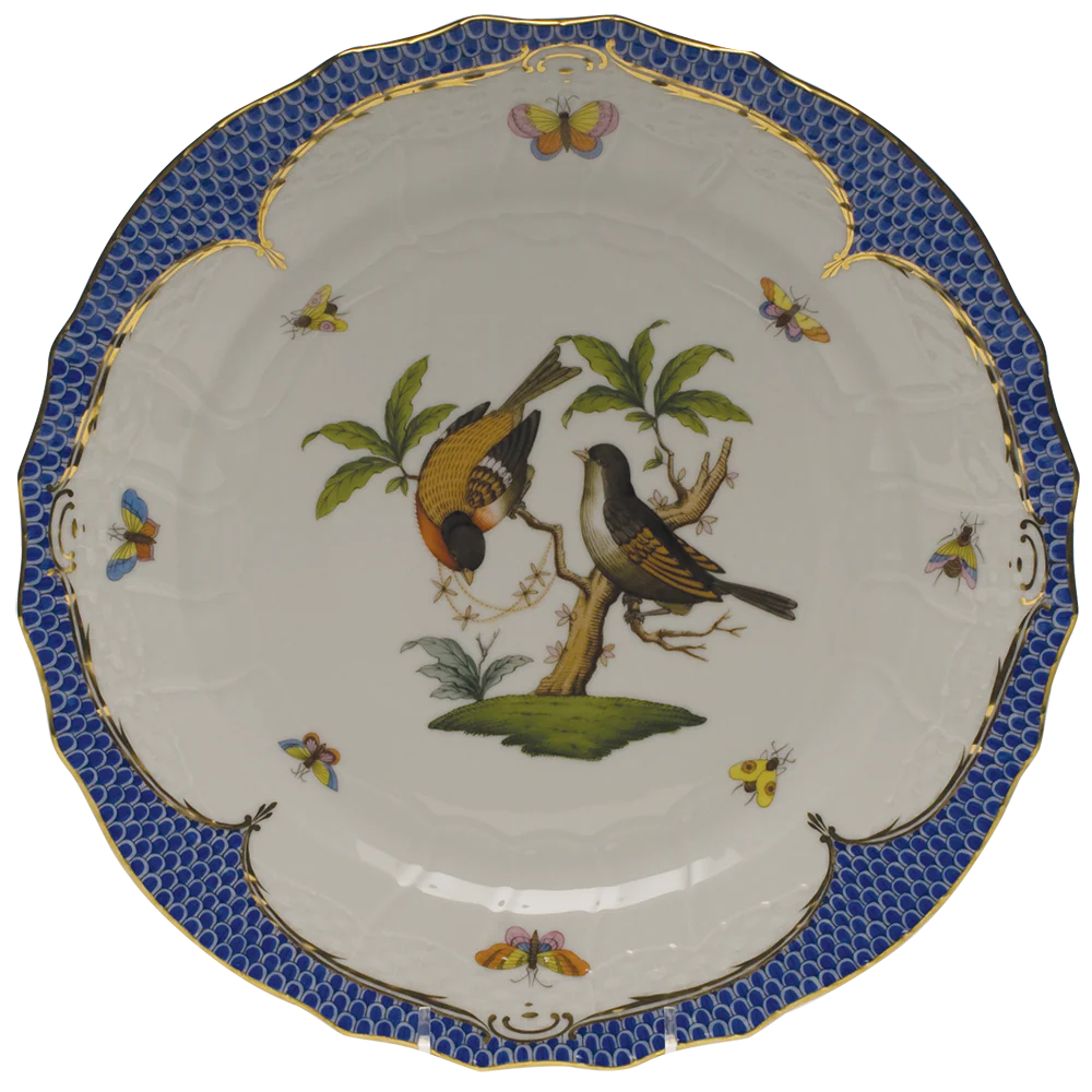 Rothschild Bird Blue Border Service Plate - Motif 12 11"d