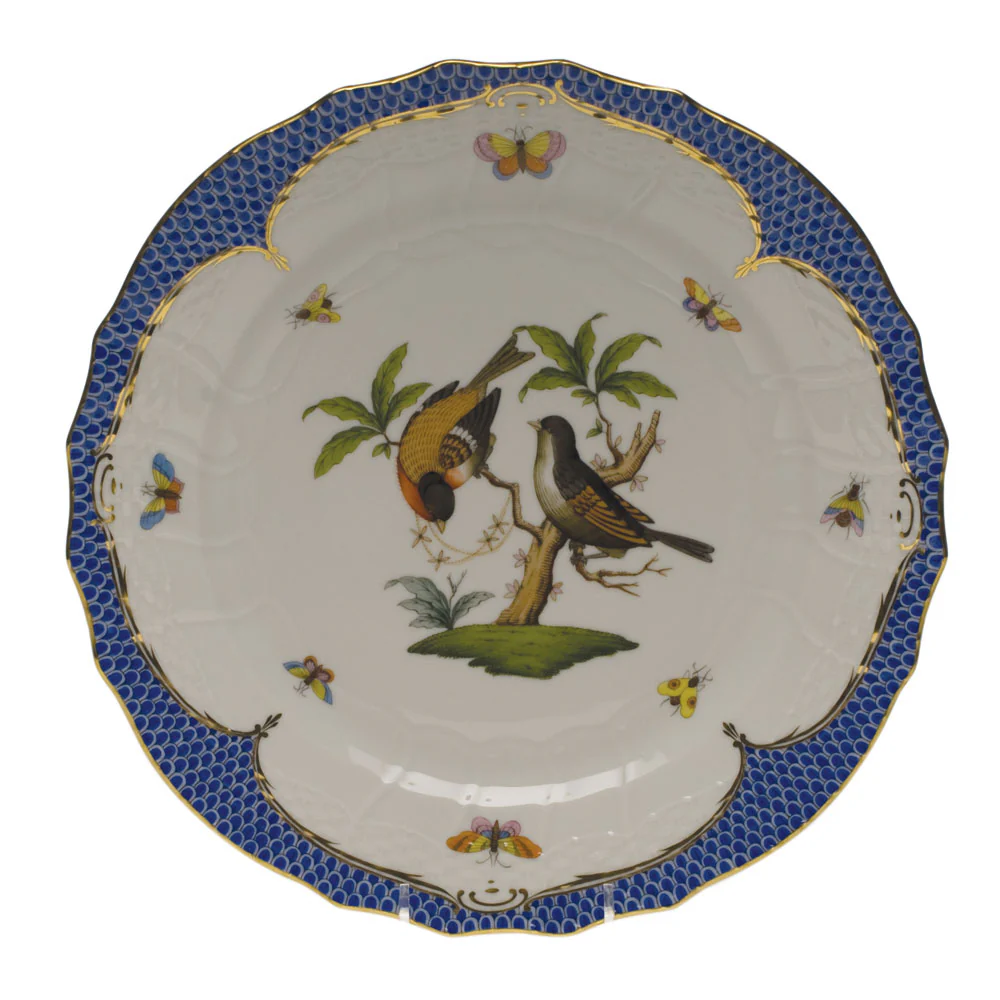 Rothschild Bird Blue Border Service Plate - Motif 12 11"d - Image 2