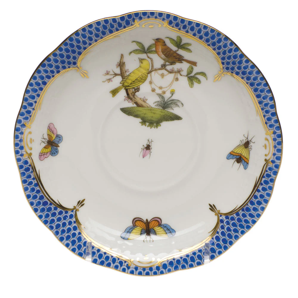 Rothschild Bird Blue Border Tea Saucer - Motif 06 6"d - Image 2