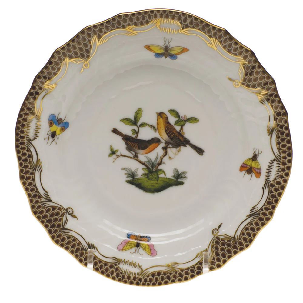 Rothschild Bird Choc Border Bread And Butter Plate - Mo 09 6"d - Brown Border
