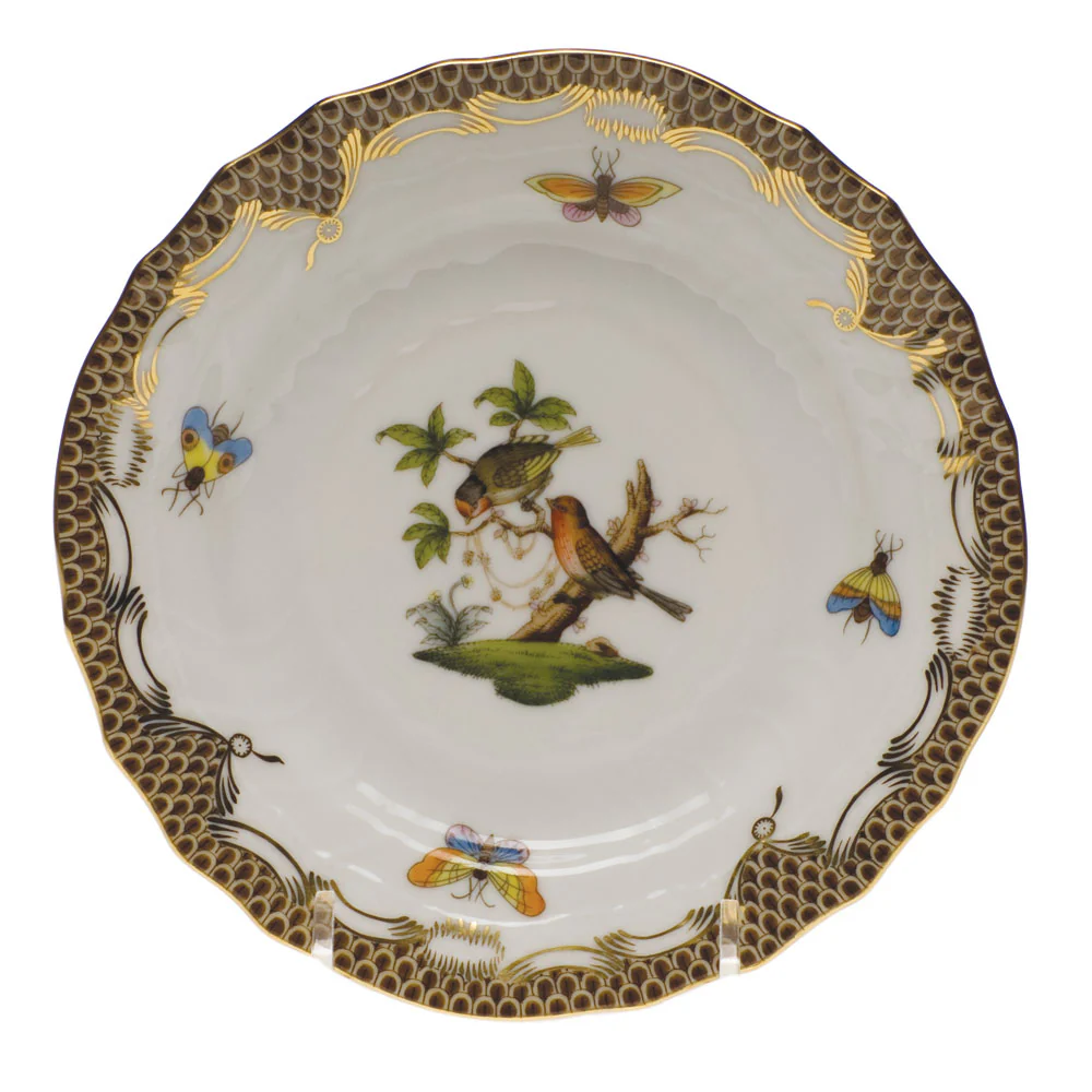 Rothschild Bird Choc Border Bread And Butter Plate - Mo 10 6"d - Brown Border
