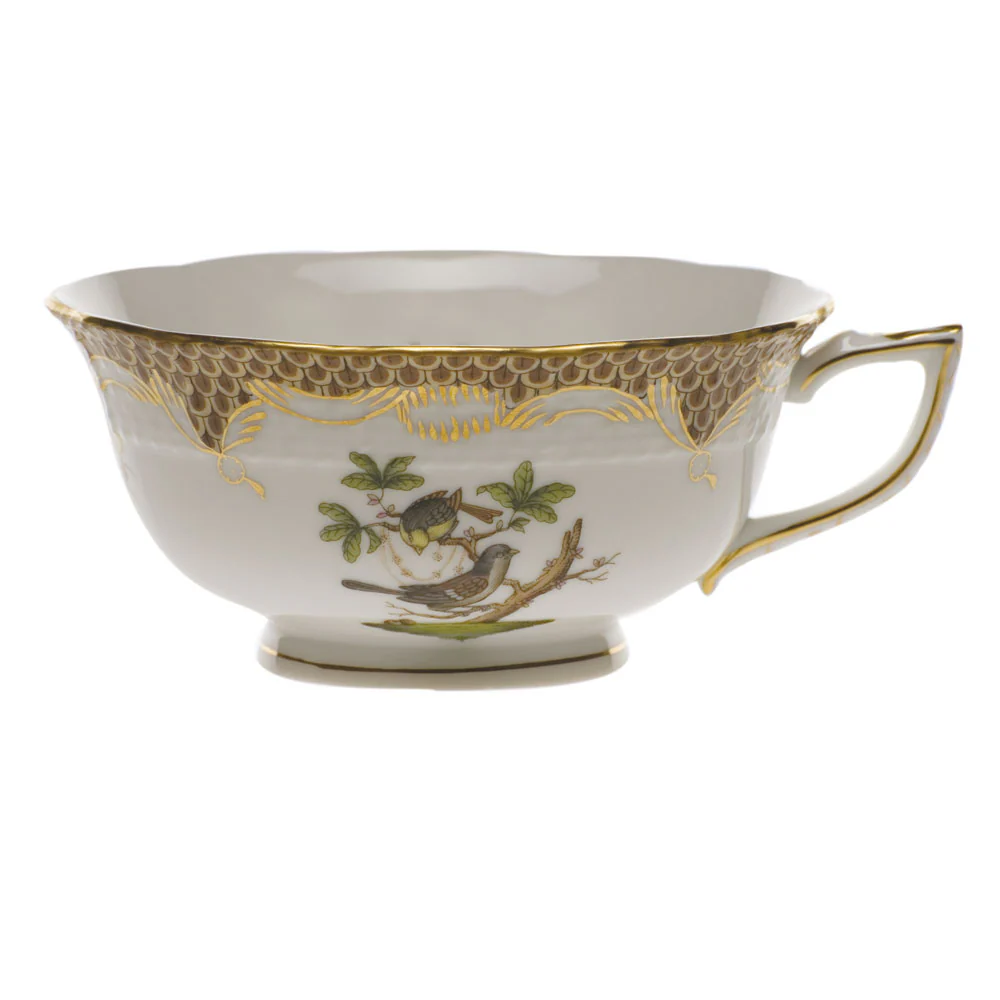 Rothschild Bird Choc Border Tea Cup - Motif 01 (8 Oz) - Brown Border