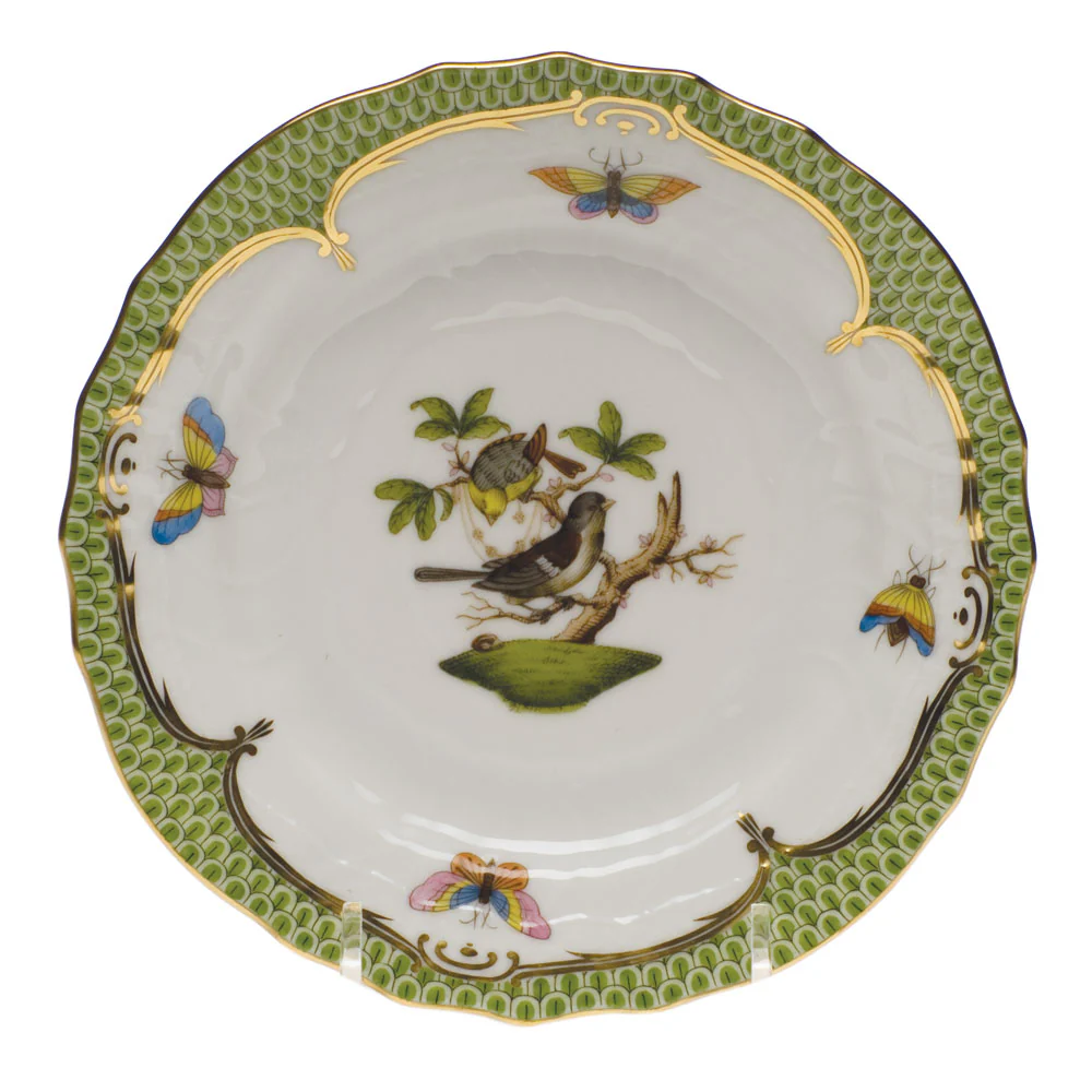 Rothschild Bird Green Bord Bread And Butter Plate - Mo 01 6"d - Green Border - Image 2