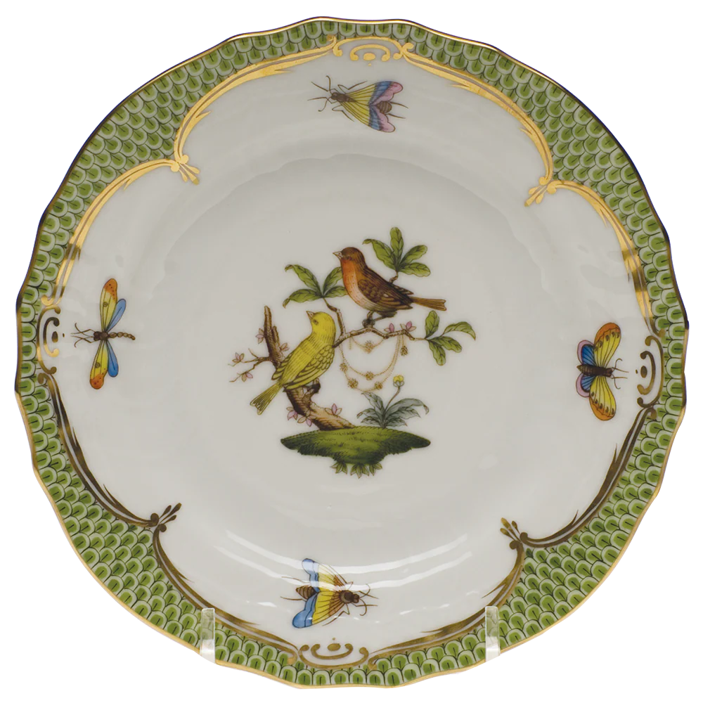 Rothschild Bird Green Bord Bread And Butter Plate - Mo 06 6"d - Green Border