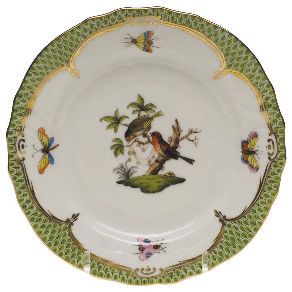 Rothschild Bird Green Bord Bread And Butter Plate - Mo 10 6"d - Green Border