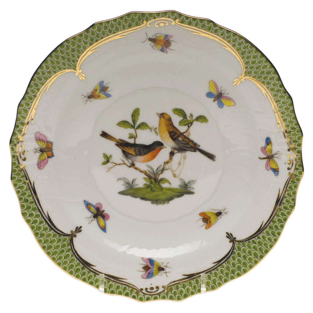 Rothschild Bird Green Bord Salad Plate - Motif 09 7.5"d - Green Border - Image 2