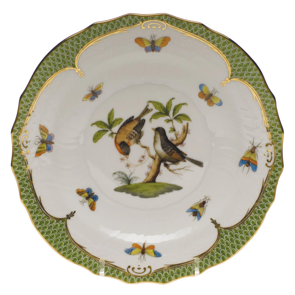Rothschild Bird Green Bord Salad Plate - Motif 12 7.5"d - Green Border - Image 2