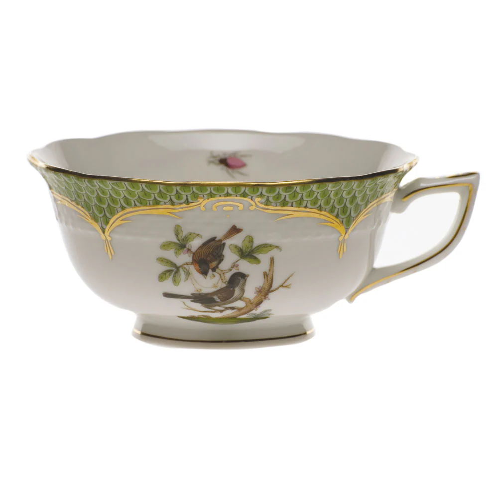 Rothschild Bird Green Bord Tea Cup - Motif 04 (8 Oz) - Green Border - Image 2