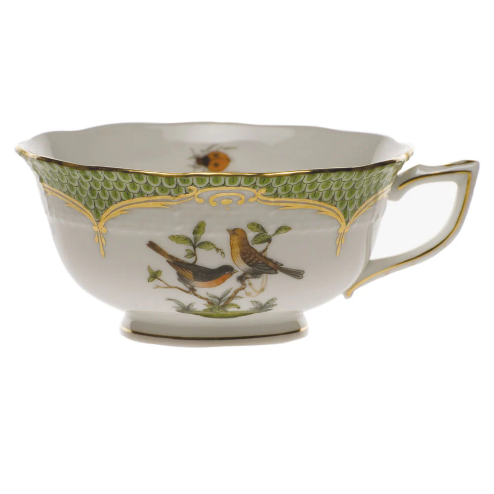 Rothschild Bird Green Bord Tea Cup - Motif 09 (8 Oz) - Green Border - Image 2