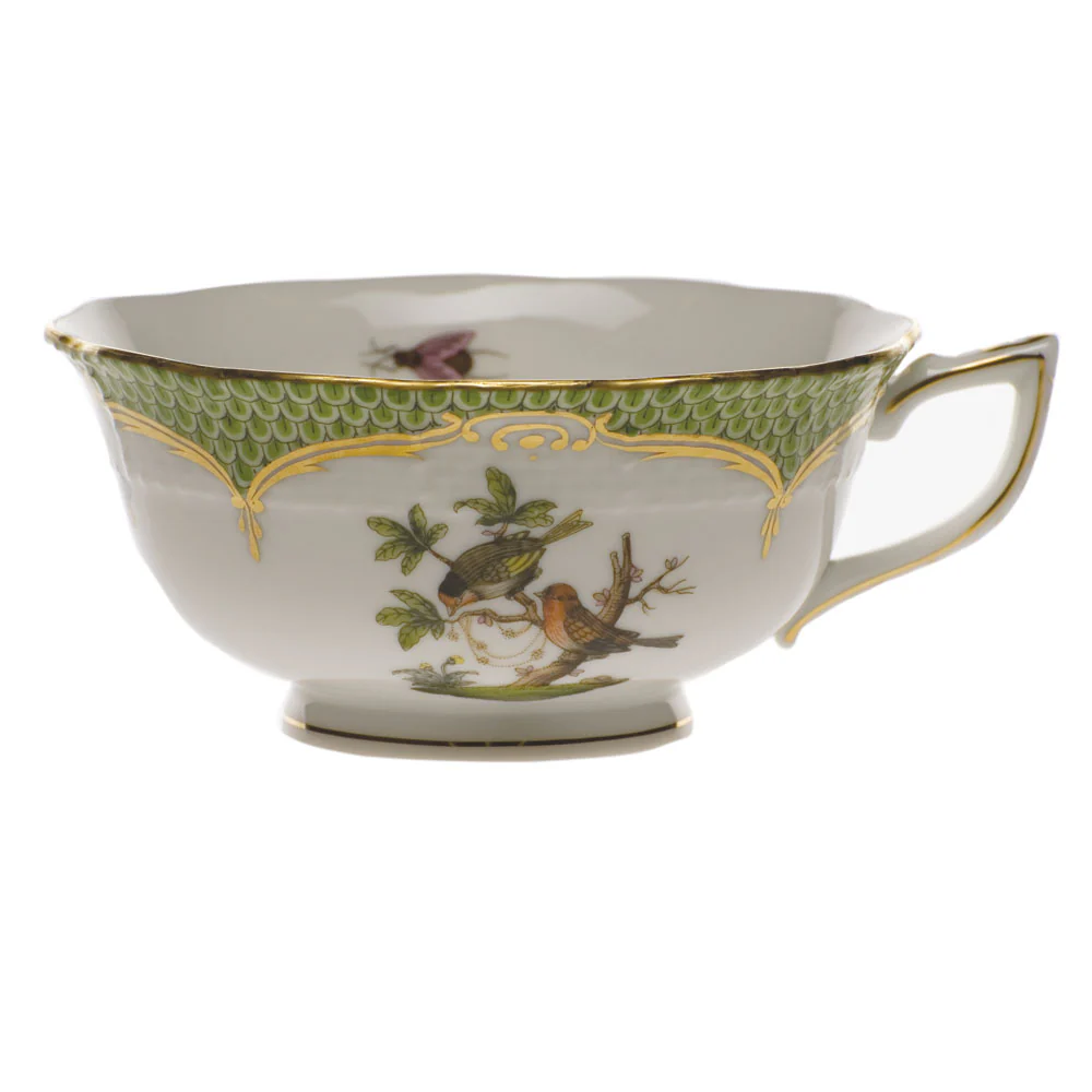 Rothschild Bird Green Bord Tea Cup - Motif 10 (8 Oz) - Green Border - Image 2