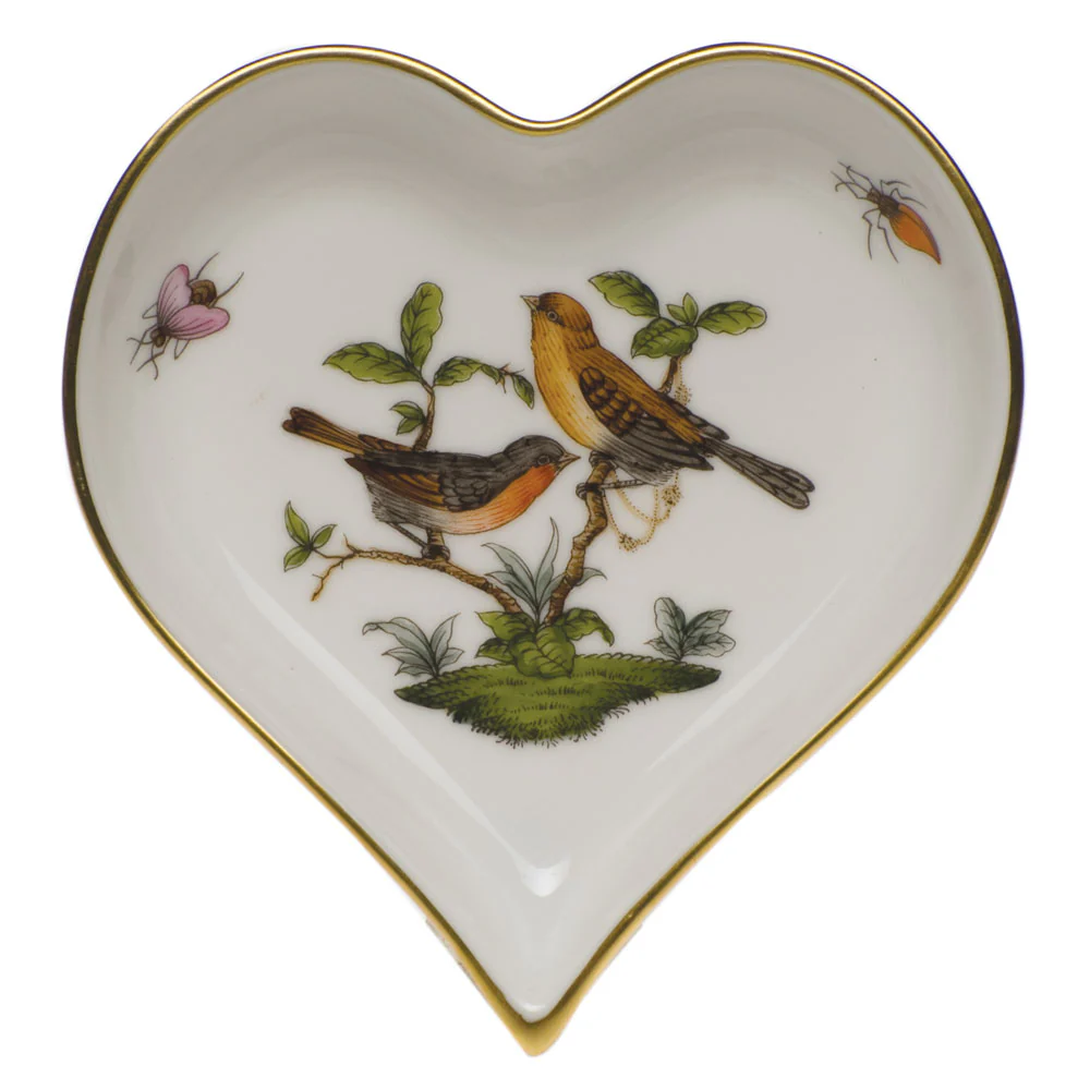 Rothschild Bird Small Heart Tray  4"l X 4"w