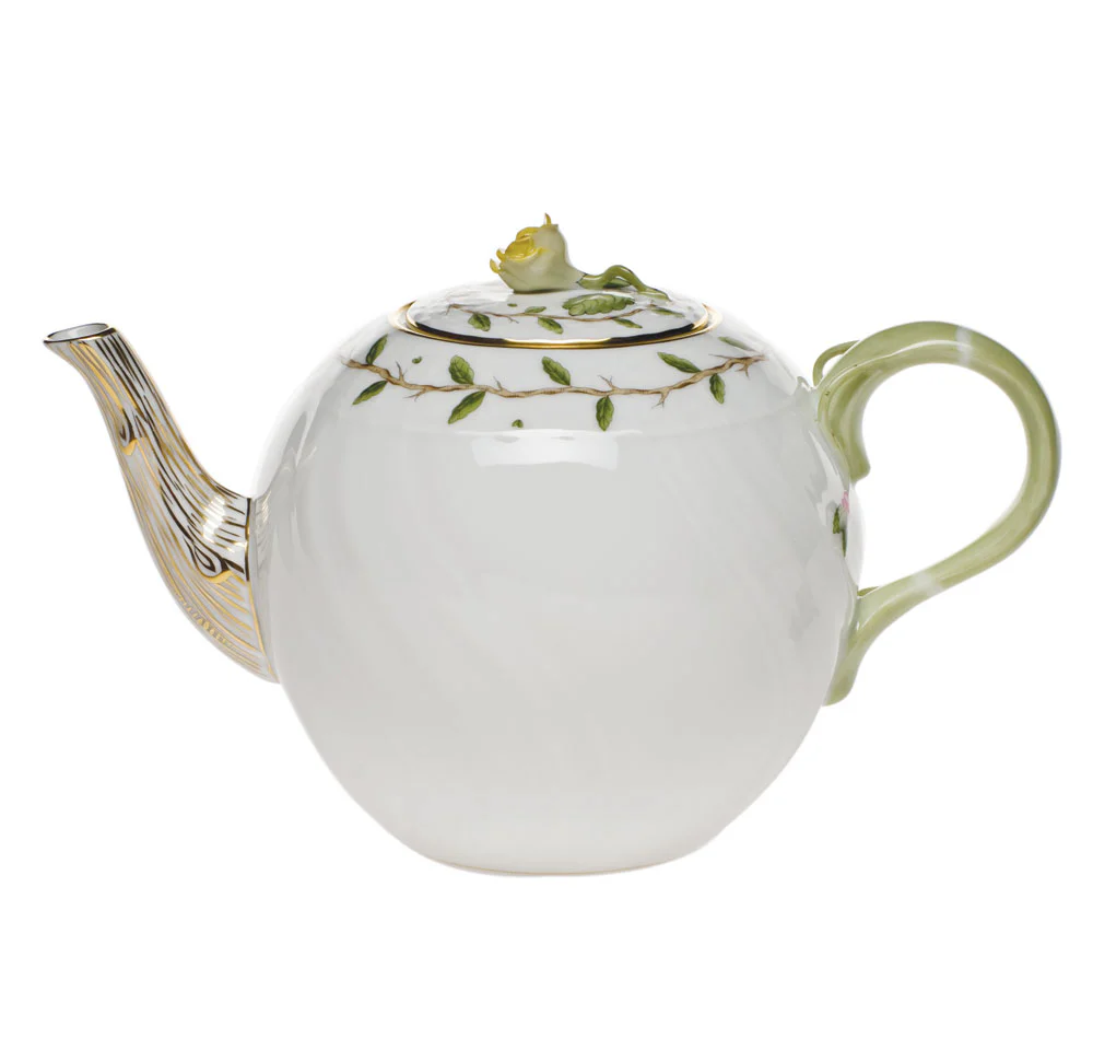 Rothschild Garden Tea Pot W/rose (36 Oz) 5.5"h