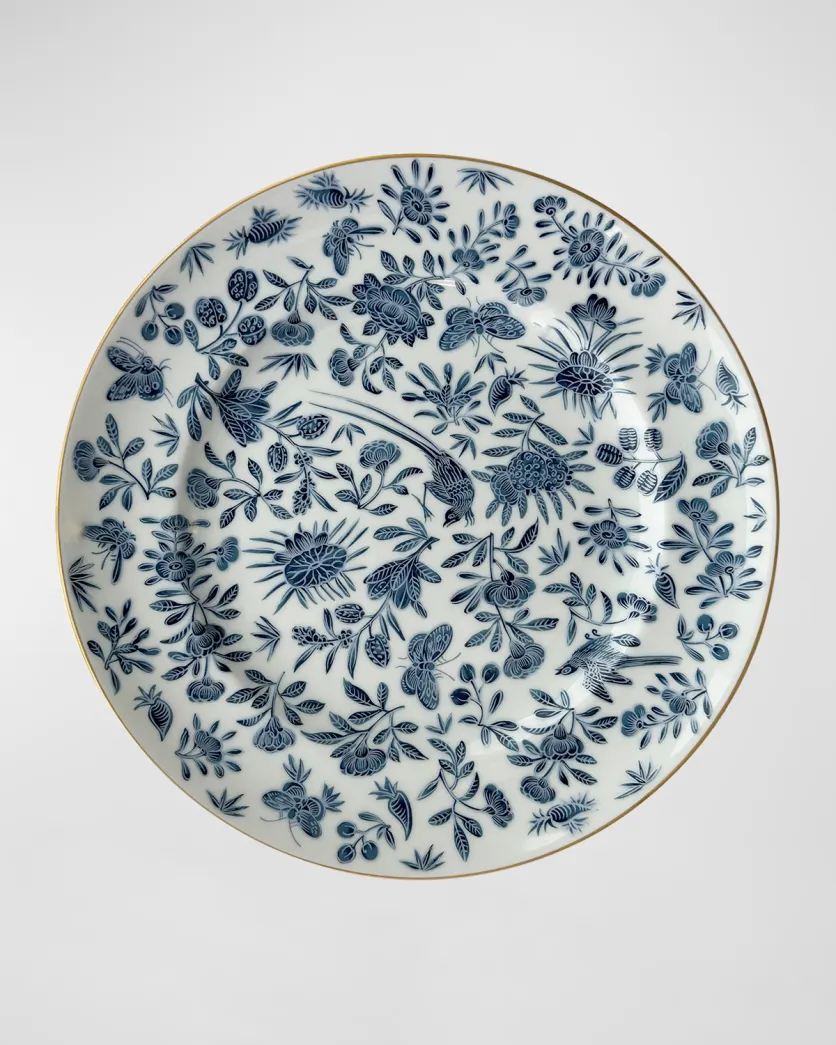 Sacred Bird & Butterfly Blue Dessert Plate