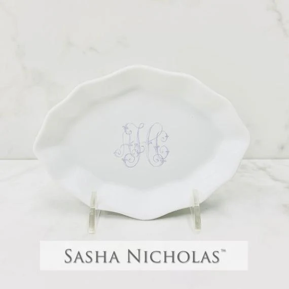 Scalloped Trinket Dish - Monogrammed - Image 2
