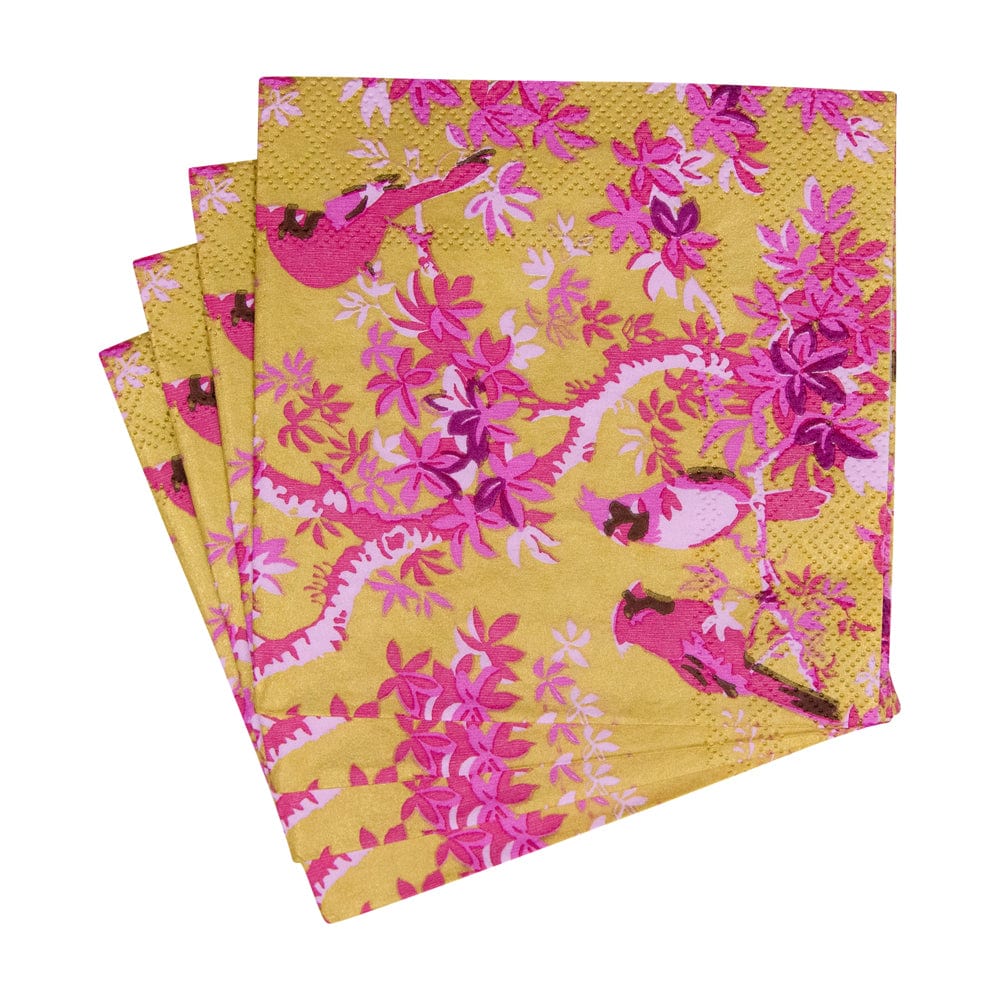 Scenic Songbird Rose and Gold Napkins