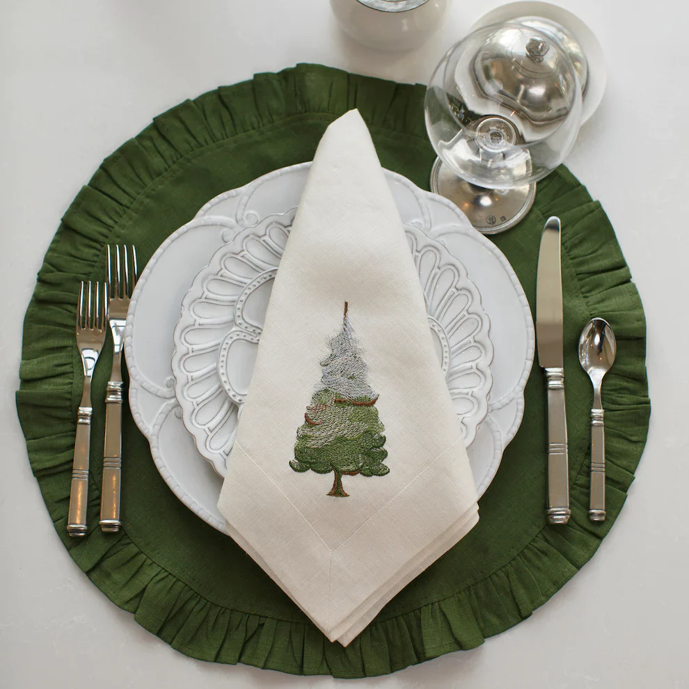 Snowy Pine Cream Napkin- set of 8