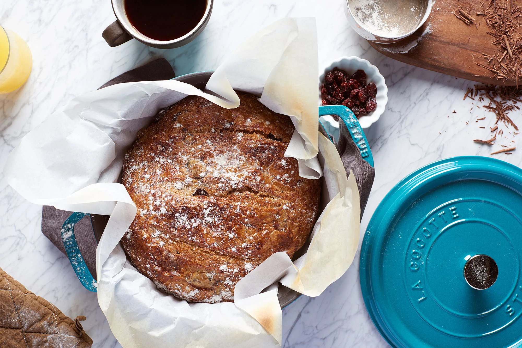 Staub Cast Iron 4-qt Round Cocotte - Turquoise - Image 3