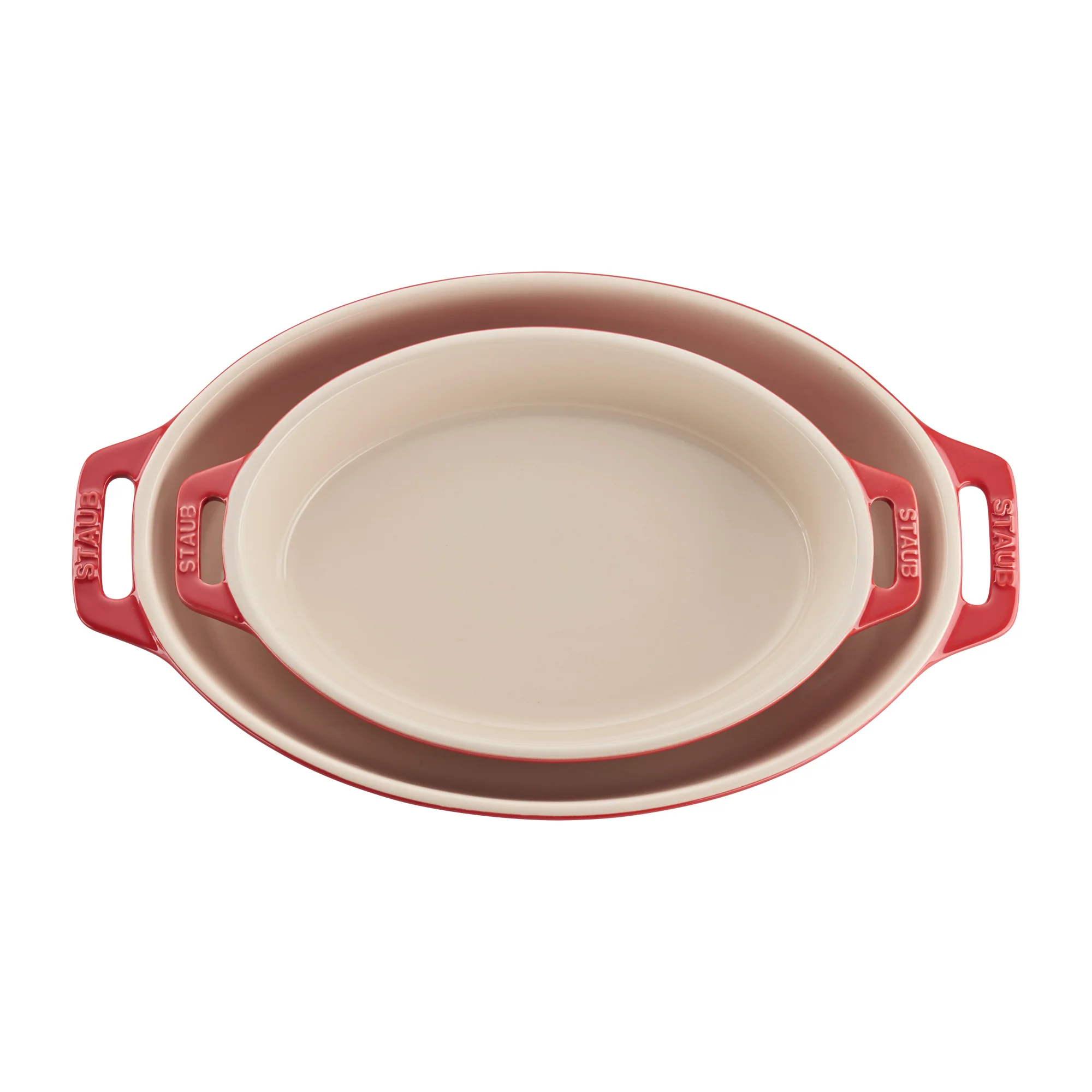 Staub Ceramic 2-pc Oval Baking Dish Set - Cherry - Image 4