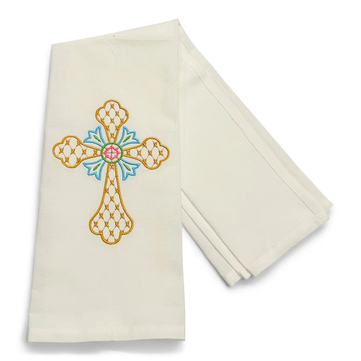Tea Towel — Fishtail Cross on White - Image 2