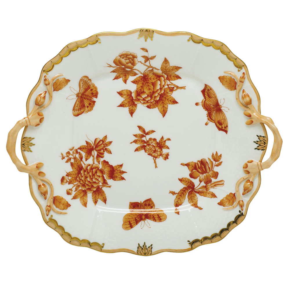 Fortuna Rust Square Cake Plate W/handles 9.5"sq