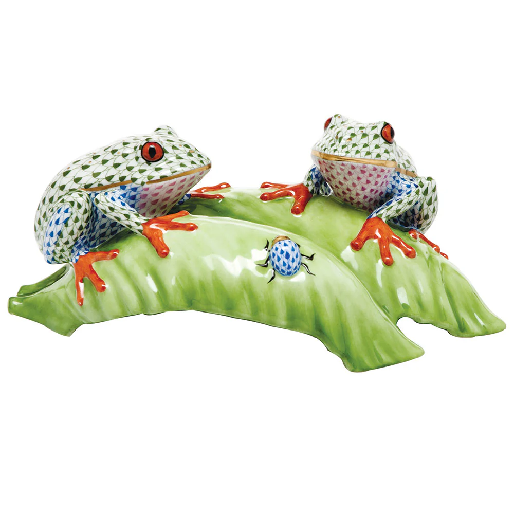 Tree Frogs On Leaf 9.25"l X 3.75"h - Limited Edition