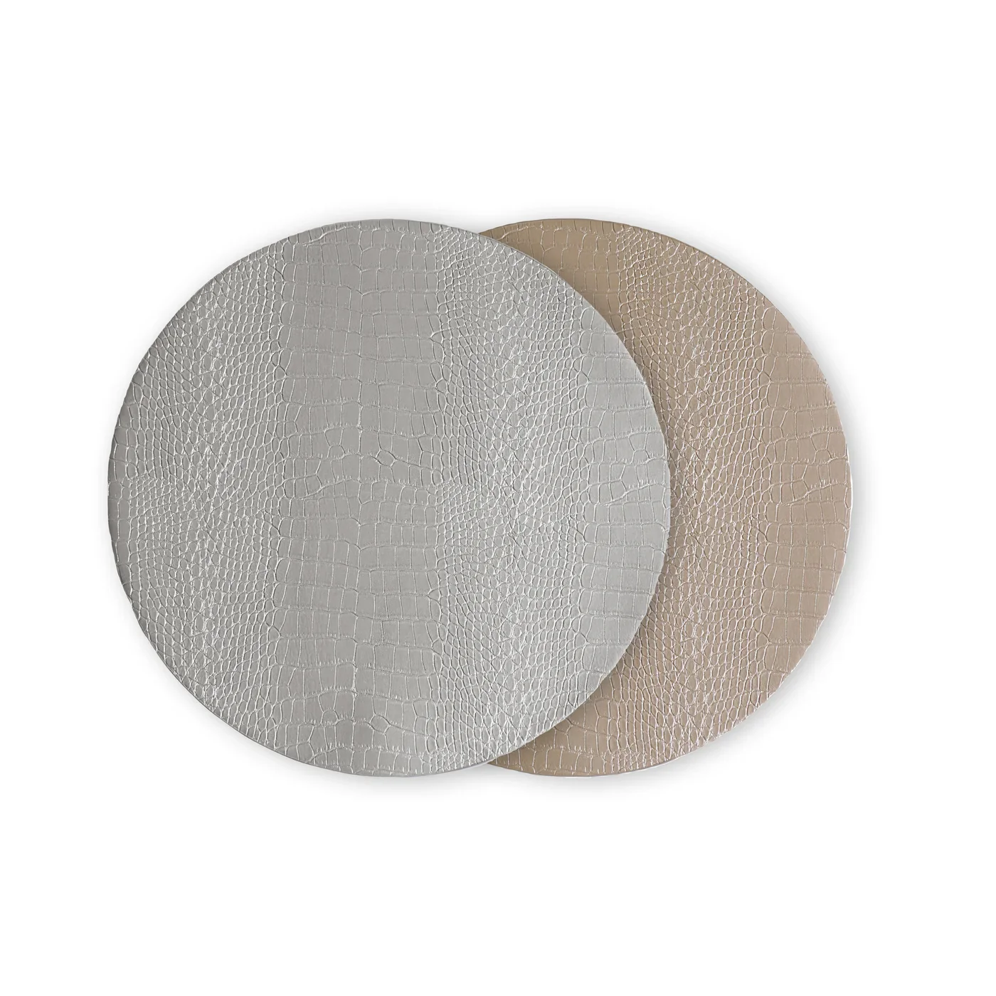 VIDA Croc Reversible 16" Round Placemats Set of 4 (Silver and Gold)