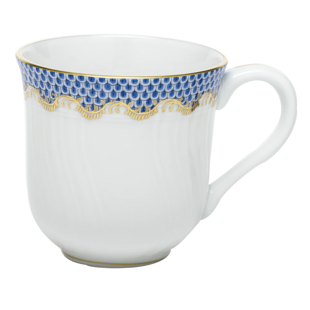 Fish Scale Blue Border Mug (10 Oz) 3.5"h