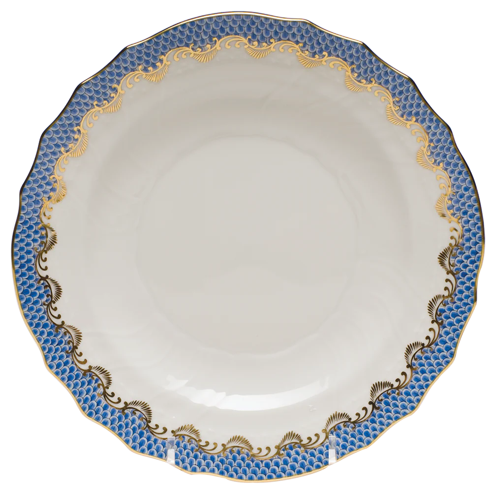 Fish Scale Blue Border Salad Plate 7.5"d