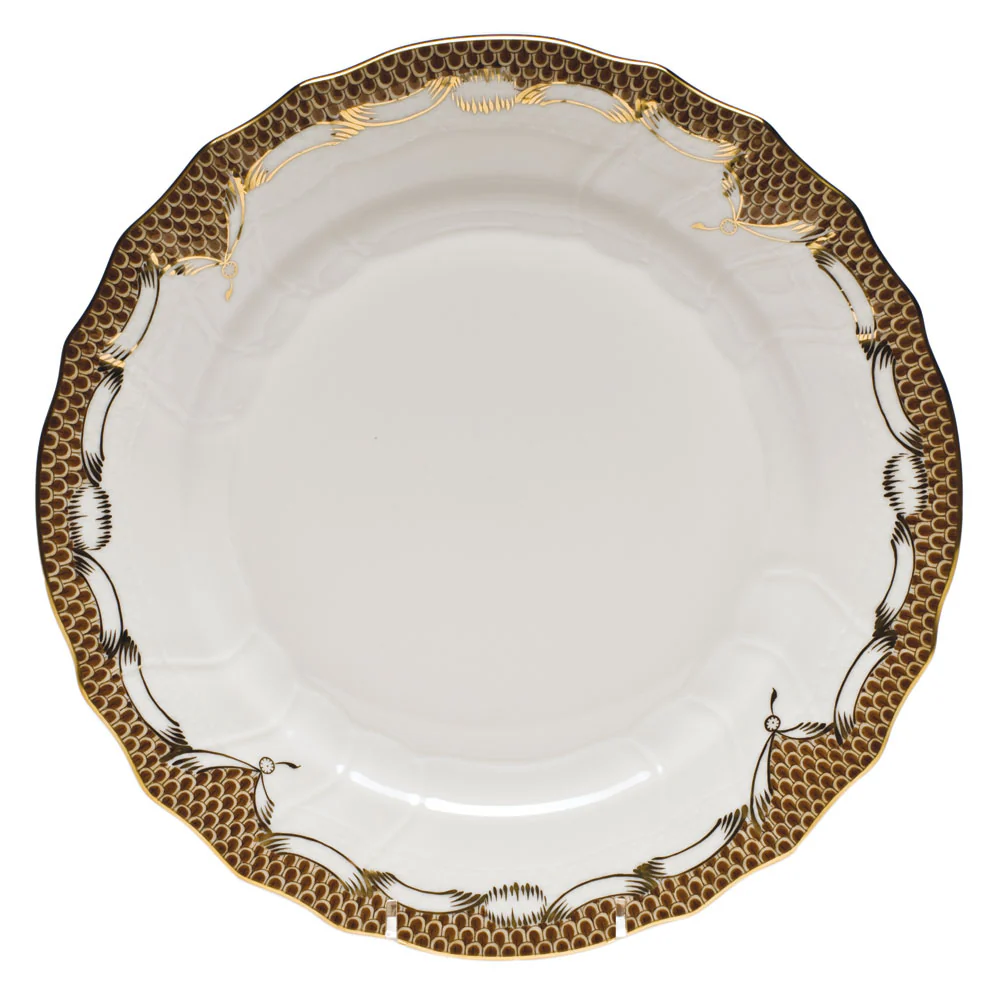 Fish Scale Brown Border Dinner Plate 10.5"d
