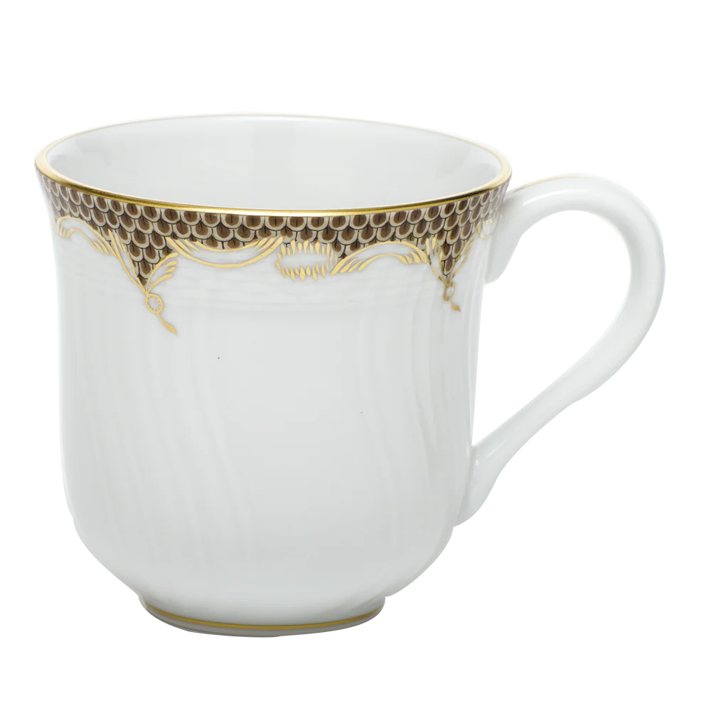 Fish Scale Brown Border Mug (10 Oz) 3.5"h