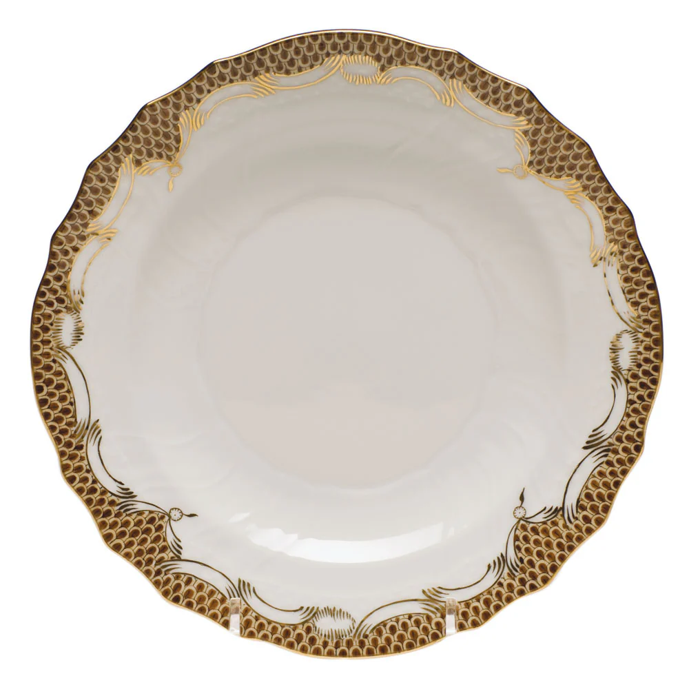 Fish Scale Brown Border Salad Plate 7.5"d