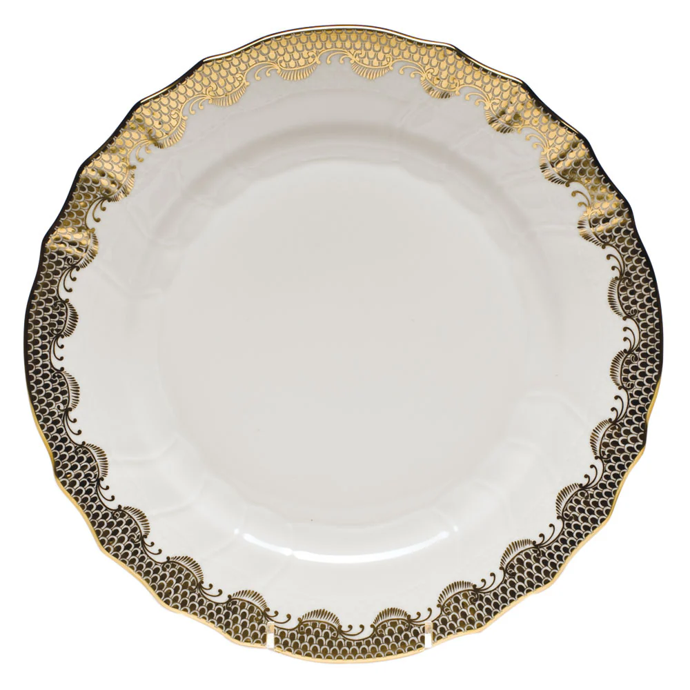 Fish Scale Gold Dinner Plate 10.5"d - Gold - Image 2